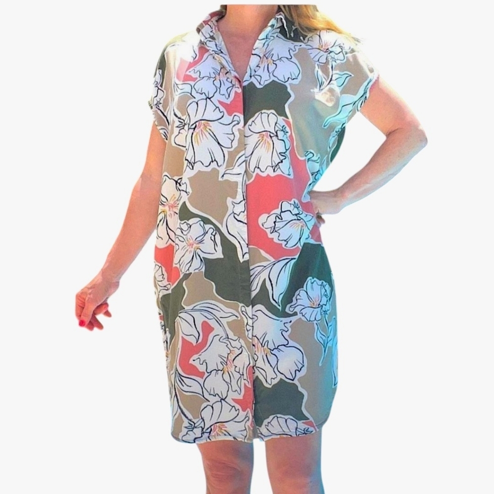 The Limited Women's Beachy‎ Resortwear Fliral Boxy Summer Pool Lagenlook Dress L